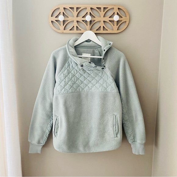 Abercrombie & Fitch Pullover Fleece Sweater Sage Green Sz Small - Picture 1 of 9